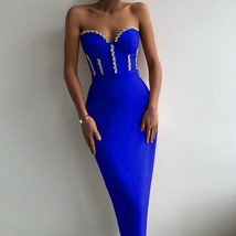 High Quality   Top Strapless Crystal Decorated Bodycon age Dress Fashion Celebri - £180.37 GBP