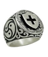Shield and Cross BDSM Silver 925 Men’s Woman's Ring Owner, Mistress, Dom... - $148.80