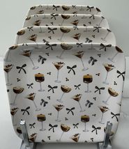 Rachel Zoe Appetizer Plates Melamine Chocolate Martini &amp; Black Bow 6” NEW - $17.77