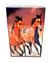 RYO Herd Of Brown Horses Plastic Push To Open King Size Cigarette Case - $8.90