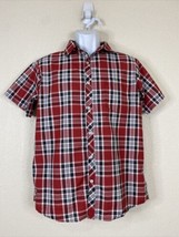 True Rock Men Size M Red Plaid Button Up Shirt Short Sleeve - $11.30