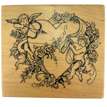 Valentine Heart with Cupids Love Flower Rubber Stamp PSX K-1420 Vintage 1995 New - £10.22 GBP