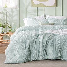 Boho Tufted Comforter Set Full - Sage Green Cationic Dyeing Bedding Comforter Se - £54.34 GBP