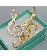 Vintage Music Treble Clef Note Pin Brooch Gold Tone Lapel Pin lot of 2 - $40.73 CAD
