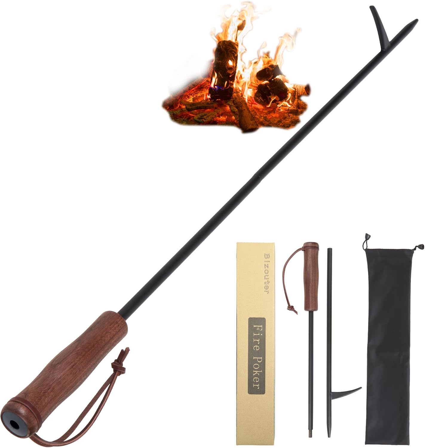 Fire Poker 34Inch 2 In 1 Foldable Fire Poker &amp; Blow Stick Fireplace Tool... - $41.99