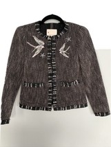 Rebecca Taylor Tweed Jacket Blazer Bird Stars Beads Sz 2 Cropped SOLD OUT - $99.00