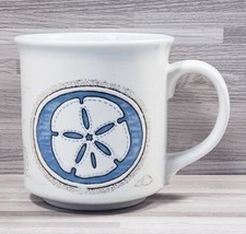 Off White &amp; Blue Sand Dollar Nautical 10 oz. Coffee Mug Cup - £11.94 GBP
