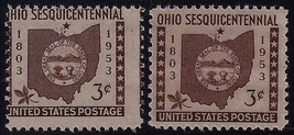 1018 -- 2-Way Misperf Error / EFO &quot;Ohio Sesquicentennial&quot; Mint NH - £7.07 GBP