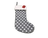 December Home Fluffy Gray Polka Dot White  Winter Stocking 19 Inches - £28.28 GBP