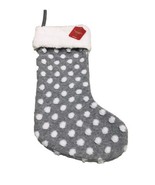 December Home Fluffy Gray Polka Dot White  Winter Stocking 19 Inches - $36.09