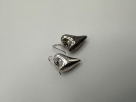 Vintage Sterling Silver Thick 3d Heart Dangle Earrings 3.5cm - £23.60 GBP