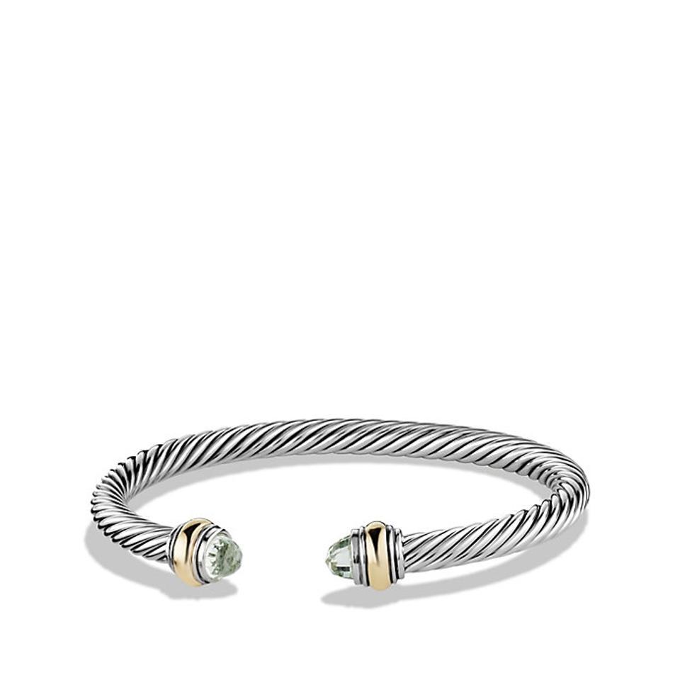 David Yurman Cable Classic Bracelet with Prasiolite and  14K Gold, 5mm - $425.00