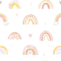 Unigoos Watercolor Rainbow Peel And Stick Wallpaper Cute Removable Wall ... - £28.77 GBP