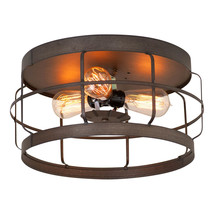 Industrial Ceiling Light 13-Inch Round Flush Mount Metal Strap Fixture - $163.95