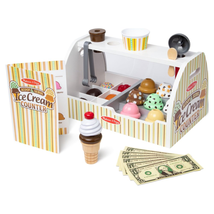 Wooden Scoop and Serve Ice Cream Counter (28 Pcs) - Play Food and Accessories - £53.03 GBP
