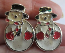 Snowman AAI  Pierced Earrings 2 piece Silver tone with enamel - £7.99 GBP