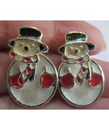 Snowman AAI  Pierced Earrings 2 piece Silver tone with enamel - £8.01 GBP