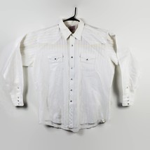 Vtg H Bar C California Ranchwear White Pearl Snap Shirt Mens XL or XXL Long Tail - £39.47 GBP