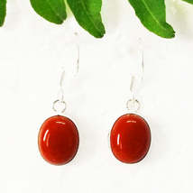 Beautiful RED CORAL Gemstone Earrings, Birthstone Earrings, 925 Sterling Silver  - £18.72 GBP