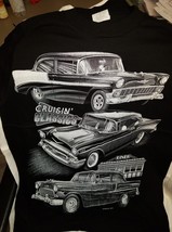 Tri 50&#39;s Chevy&#39;s on a large black tee shirt - £14.43 GBP