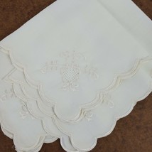 Vintage Embroidery w/ Cutouts Floral Fabric Napkins 13x13 Inch SET OF 4 - $20.20