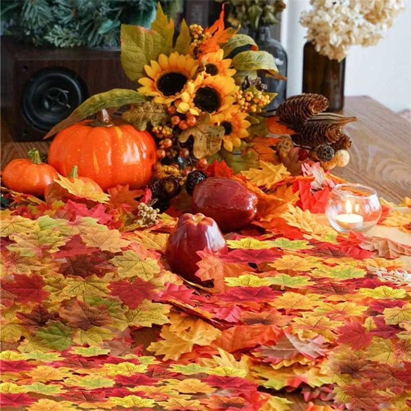 Game Fun Play Toys 100Pcs/Pack Maple Leaves Artificial Simulation Autumn Leaf Pe - £23.10 GBP