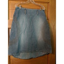 Gloria Jean Skirt Size M Medium Denim Blue Modest Womens Asymmetrical - £13.57 GBP