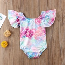 NEW Mermaid Girls Pink Blue Ruffle Swimsuit Size 2T - £7.04 GBP