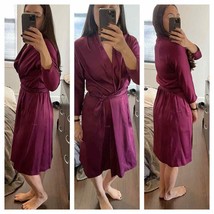 Ayres By E. Eysen Vintage Purple Satin Wrap Front Dress VTG Size 6 Knee Length - £30.29 GBP