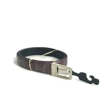 Men&#39;s Dress Belt Purple Black Reversible Silver Buckle 100% Leather 43&quot; Length - £15.97 GBP