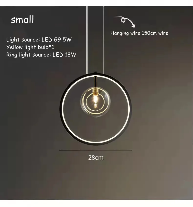  LED Pendant Lamp  Ring Bubble Gl Hanging Light Dining Room room Corridor Lighti - £129.67 GBP