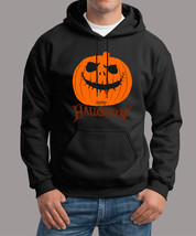 scary pumpkin happy halloween Unisex Black Hoodie - £32.16 GBP