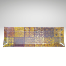 Gold Tiled Glass Home Decorative Tray | 17.5&quot; x 6&quot; - $19.80