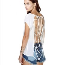 White cage cut out lightweight top one size NWOT - $12.86