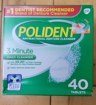 Polident 3 Minute Daily Cleaner Triple Mint Dentures Antibacterial 40 Ta... - $3.99