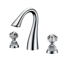 Chrome 3 Holes  Widespread Bathroom Lavatory Sink Faucet with crystal ha... - £111.64 GBP