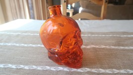 Vintage Orange Skull Human Head Bottle 5.25&quot; - £30.70 GBP