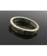 925 Sterling Silver - Vintage Dark Tone Love Etched Band Ring Sz 7 - RG9338 - $36.32 CAD