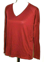 COLOR THREAD BURGUNDY BLOUSE SIZE SMALL RIBBED V-NECK LONG SLEEVE RELAX ... - £7.58 GBP