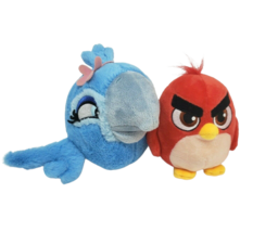 Lot Of 2 Angry Birds Blue Bird Jewel Rio + Red Bomb Terence Stuffed Animal Plush - £29.07 GBP