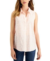 MSRP $40 Style &amp; Co Cotton Poplin Printed Sleeveless Popover Shirt Pink XL - £12.39 GBP