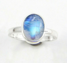 925 Sterling Silver Moonstone Oval Cabochon gemstone Ring Stackable Ring - $9.98+
