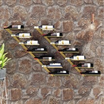 Wall-mounted Wine Rack for 7 Bottles 2 pcs Gold Metal - £47.46 GBP