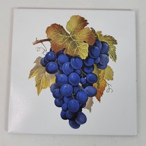 Vintage Farmhouse Purple Grapes Porcelain Kitchen Trivit Approx 7.5&quot; Square - $16.83