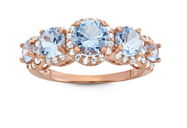 Lab Created Aquamarine 14K Rose Gold Sterling Silver Ring Sz 5 6 7 8 9 10 11 - £393.57 GBP