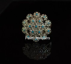 0.50ct turquoise Lab Created diamond engagement S925 Ring Size 5 - £35.91 GBP
