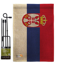 Serbia Burlap - Impressions Decorative Metal Garden Pole Flag Set GS140209-DB - £26.92 GBP