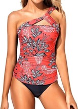 Tempt Me Two Piece Tankini Bathing Suits for Women One Shoulder Swim Top... - $18.69