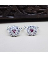 Real Solid 925 Silver Wheel Style Indian Women Pink White CZ Round Toe R... - £18.81 GBP
