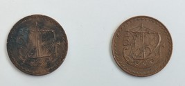2 Cyprus 5 Mils 1980 Bronze Coins - £7.85 GBP